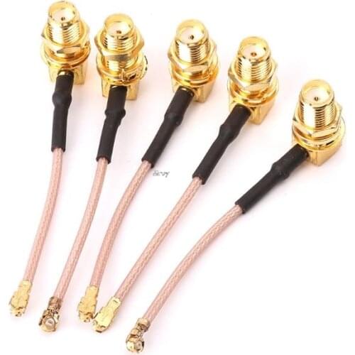 5pcs 5cm SMA Female Right Angle To Ufl/IPX/IPEX RF Coaxial Adapter RG178 Pigtail Cable