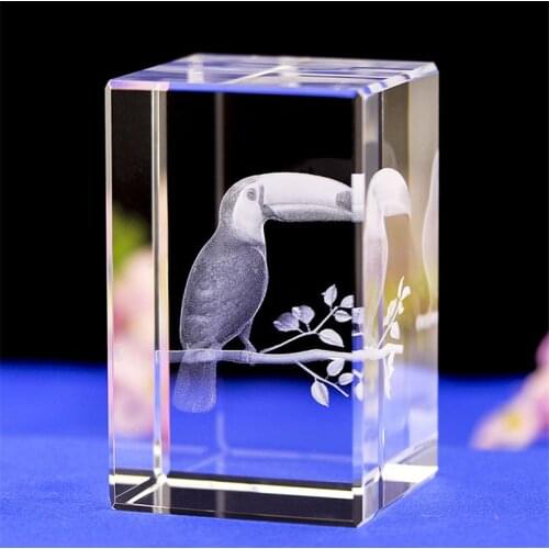Home Decoration Accessories Crystal Ornaments 3D Laser Engraving Bird Wedding Travel Commemorative Gift Car Decoration