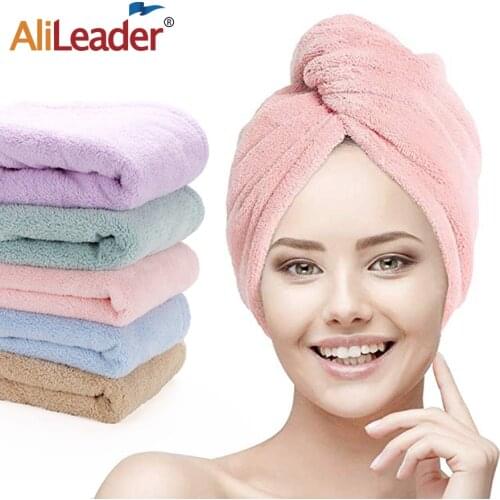 Alileader Popular Cheap Microfiber Soft Dry Hair Cap Hat Wrapped Super Absorbent Towel For Lady Girl Turban Head Bathing Tools
