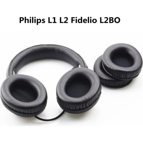Earpads For Philips L1 L2 Fidelio L2BO Headphone Accessaries Replacement Ear Cushions Black Leather Material