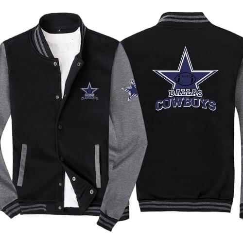 New Spring and Autumn Mens Baseball Jacket Dallas Cowboys Logo No Cap Fashion Cardigan Long Sleeves Sportsweater Hoodies