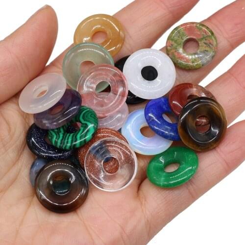 Natural Stones Pendant Turquoises Round Big Hole Loose Beads for jewelry making DIY Necklace Bracelet accessories Hole 5.5mm