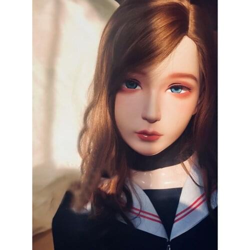 CDFM-2) Kigurumi Crossdress Full Head Cosplay Japanese Role Play Anime Character Resin And Latex Rubber Doll Hood Mask
