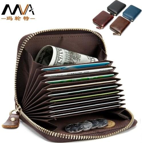 Business Card Holder for Men Solid Color Card Holder Organ Style Coin Purse Vintage Leather Key Case Card Case