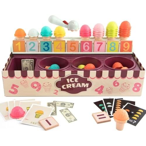 Kids Learning Number Color Perception Ice Cream Toy Baby Montessori Education Mathematical Operation Pretend Play Cashier Game