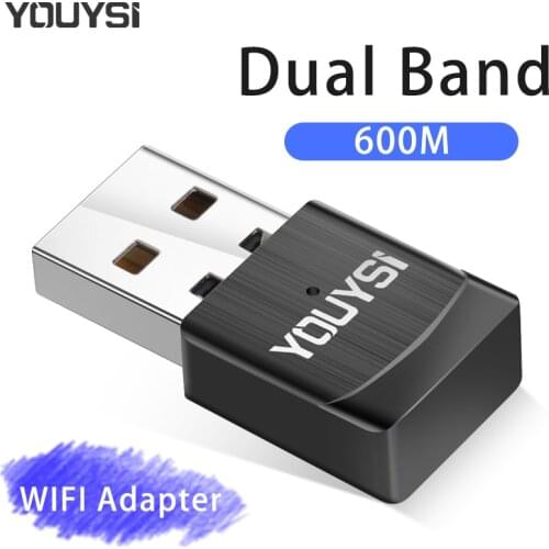 YOUYSI 2.4G&5G Dual Band USB Wifi Adapter 600Mbps Antenna USB Ethernet PC Wi-Fi Adapter Lan Wifi Dongle AC Wifi Receiver