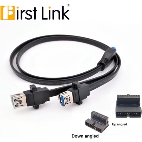 Frist link CConnector USB 3.0 panel mount dual port USB 3.0 female threaded panel mount to the motherboard 20Pin pin flat cable