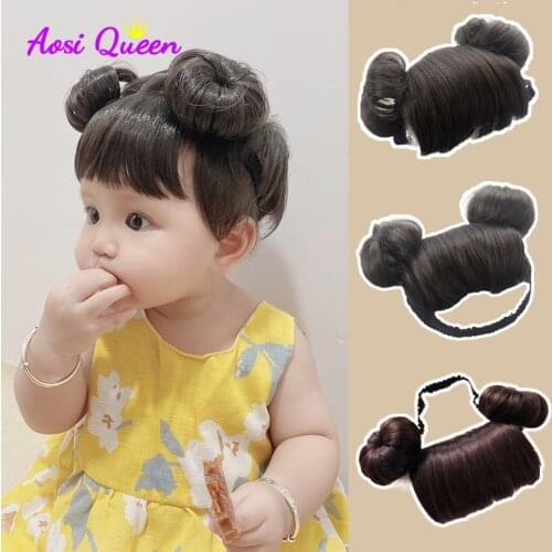 AS Baby childrens baby hair band wig bangs chignons head buckle COS hair accessories full moon photo styling
