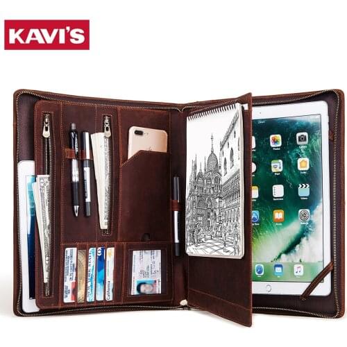 KAVIS Genuine Leather Clutch Men Designer ipad Bags Big Capacity Card Holders Retro Document Handbag Male Business Phone Holder
