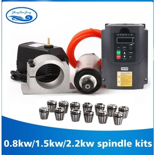 2.2kw water cooled spindle kit CNC spindle motor + 2.2KW VFD + 80mm clamp + water pump/pipe +13pcs ER20 for CNC Router