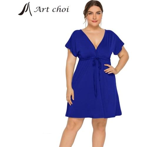 Summer Women Midi Solid Dress Female Boho Beach Elegant Skirt V-Neck Ruffle Sleeve Ladies Bandage Belt Party Vestido Plus Size