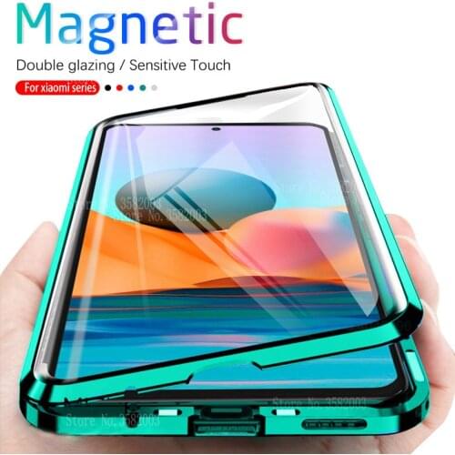 360° Magnetic Flip Case For Xiaomi Redmi Note 10 Pro 10Pro Note10 4G note10s s Double-Sided Glass Adsorption Metal Bumper Cover