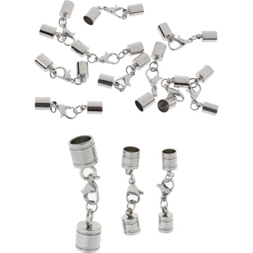 13 Pieces Stainless Steel Necklace Bracelet Caps Lobster Claw Kumihimo Tube End Jewelry Findings
