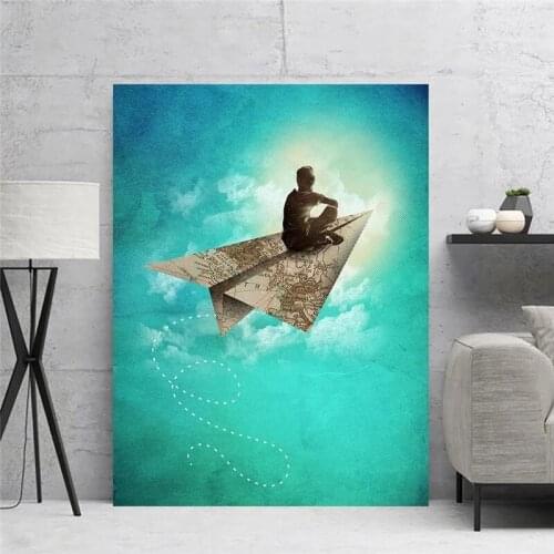 Canvas Printed Tableau Mural Free To Fly Wall Art Poster Painting Blue Modern Home Decor Modular Pictures Frame For Living Room