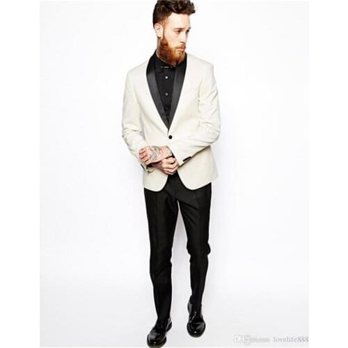 New Classic Center Vent Slim Fit Groom Tuxedos Best man Shawl Black Collar Groomsman Men Wedding Suits Bridegroom (Jacket+Pants)