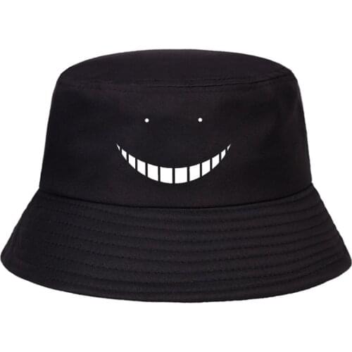 New Anime Assassination smile fisherman hat men women street wild visor summer outdoor bucka hats hip hop panama Bucket hats