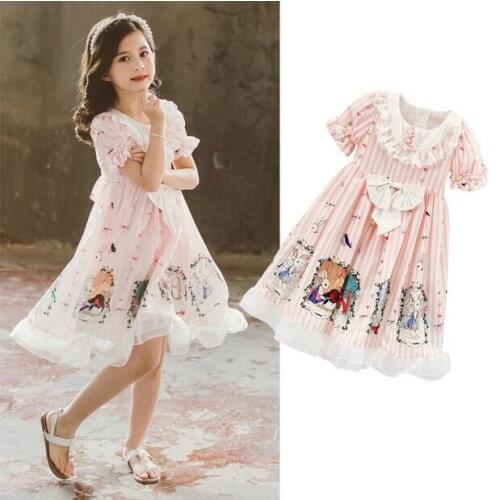 Girls' dresses, big childrens lolita skirts, Korean style princess dresses, childrens loli dresses, dresses, rabbit print skir