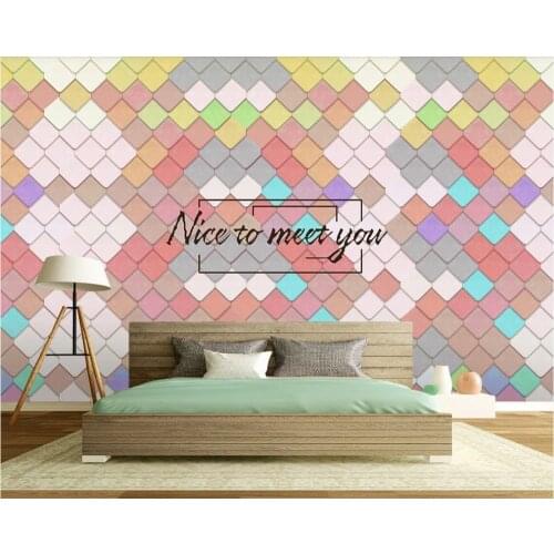Custom wallpaper modern minimalist three-dimensional geometric color block creative TV background wall-waterproof material