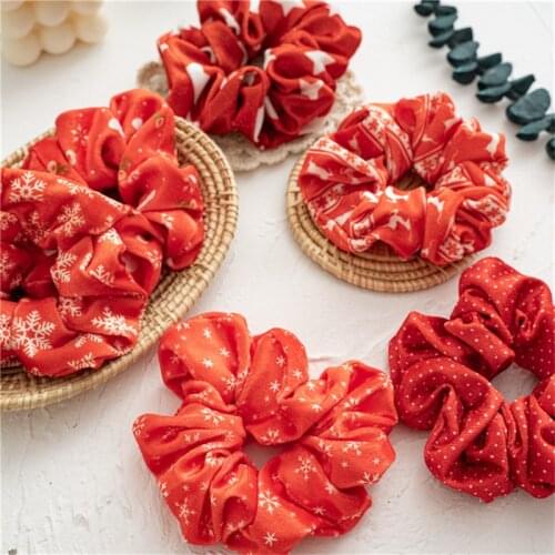 Ruoshui Woman Red Style Hair Ties Festival Scrunchies Girls Gift Ponytail Holders Elastic Hairband Hair Accessories Headwear