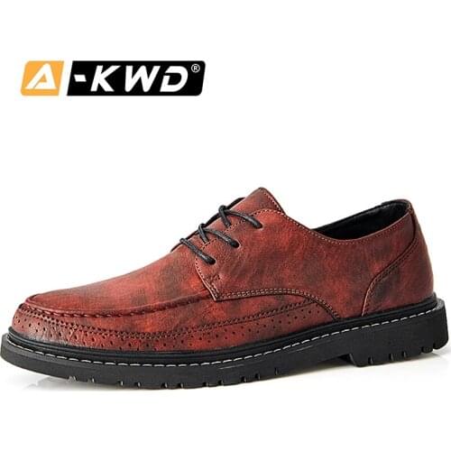 Lace-up Mens Leather Shoes Rubber Instappers Heren Formal Shoes Men Fashion British Casual Shoes Men Leather Luxury Mens Shoes