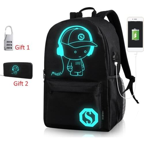 Super Cool Luminous School Bags USB Charging Fashion Anime Portable Travel Bag for Boys and Girls Teenager Anti-theft Backpack