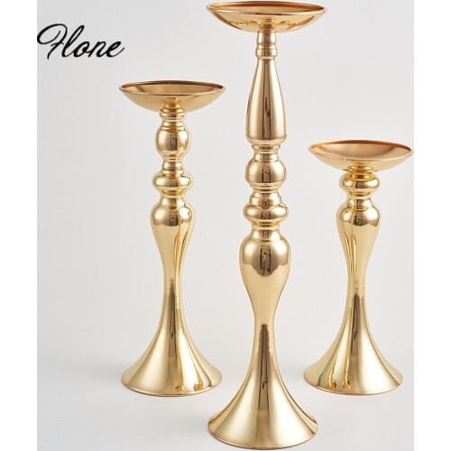 Wedding christmas decorations for home centerpiece Plating gold silver candlestick candle cup flower vase iron stand decoration