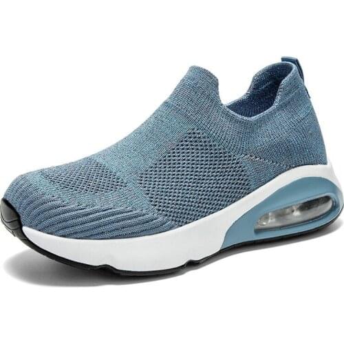 Fashion Women Vulcanized Shoes Casual Shoes Mesh Slip On 3-5CM Wedges Round Toe Casual soft Retro Breathable drive shoes woman