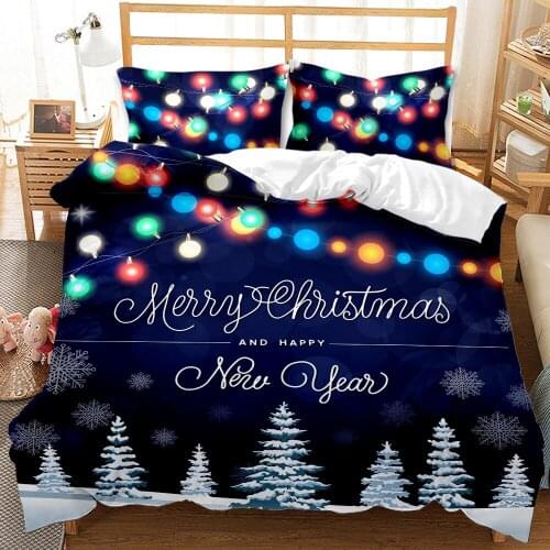 Winter Christmas Pattern Printing Duvet Cover Set Single Bed Double Bed Two Or Three Sets For Boys And Girls