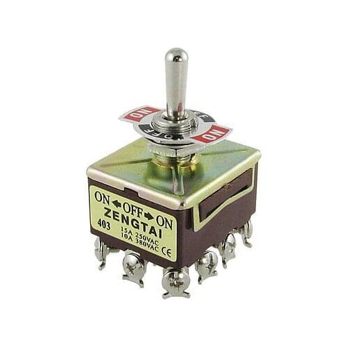 10A/380VAC 15A/250VAC 3 Position 4PDT ON-OFF-ON 12 Pin Toggle Switch