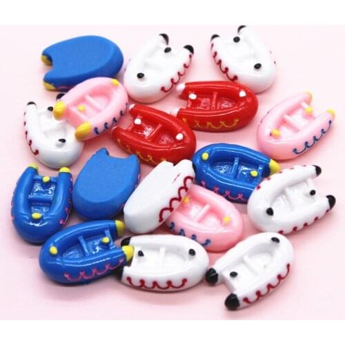 10pcs Mix Colors Kawaii Resin Simulation 3D Rubber Boat Miniature Art Flatback Cabochon DIY Craft Decoration,18*27mm