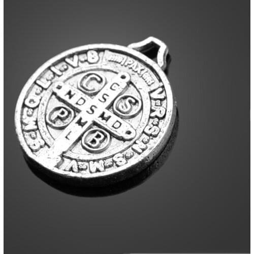 18pcs Round Saint Benedict Medal Charms Pendant Accessories Diy Handmade Necklace Findings Jewelry Making Supplies Wholesale