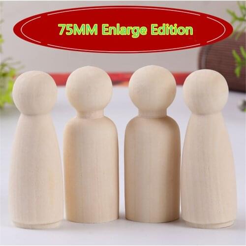 DIY 2PCS 75MM Wooden Peg Dolls Boys Girls Painting Dolls Unfinished Wood Crafts Kids Handmade Toys Nursery Decoration Peg Dolls