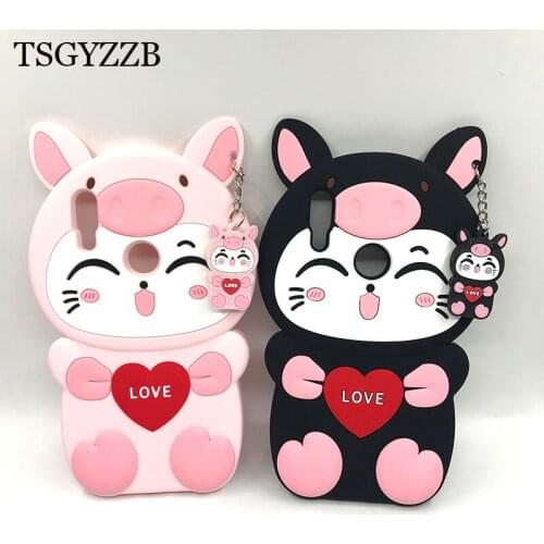 3D Cartoon Silicon Case For Xiaomi Redmi Note 7 Cases Couple Cat Cute Ears Phone Cover For Xiomi Redmi Note7 Note 7 Pro