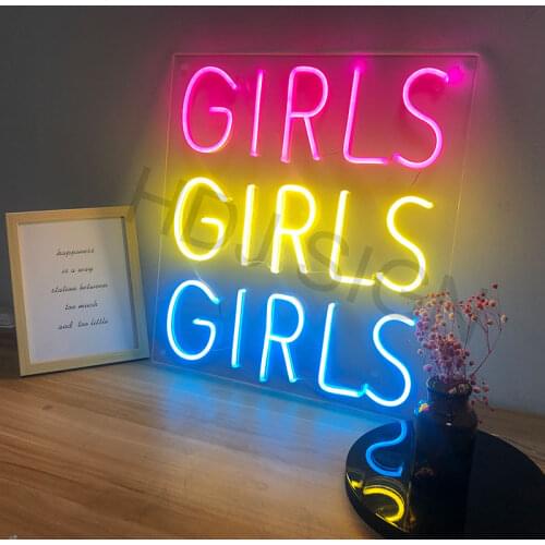 Custom Flex Led Cool Light 12V GIRL GIRL GIRL Acrylic Neon Sign Home Room Decoration Ins Party Wedding
