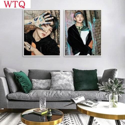 5D DIY Diamond Paintings Cross Stitch Kits Mosaic Kpop Star Idol Boys Painting Diamond Embroidery Full Round Wall Art Room Decor