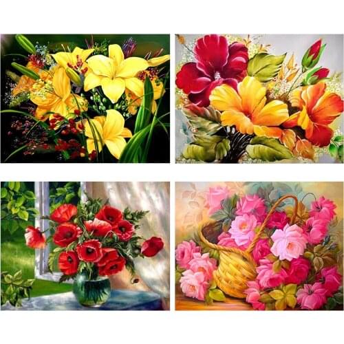 Diamond Embroidery Sale Flower Rhinestones Pictures Diamond Painting Full Square Drill Diamond Floral Home Decor