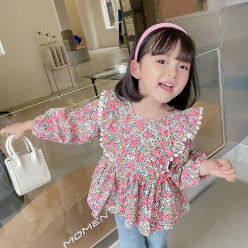 Blouses For Girls Floral Girls' Shirts Spring Autumn Childrens Blouse For Girls Casual Style Clothes Girls
