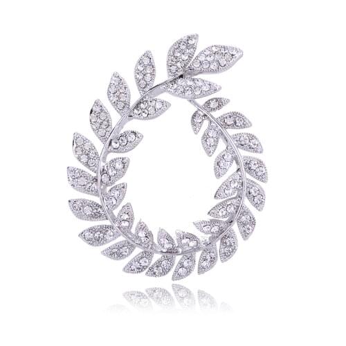 45x55mm Rhinestone Brooches Exquisite Leaf Garland Brooch for Women Jewelry Dress Wedding Bridal Bouquet DIY Brooch Pins