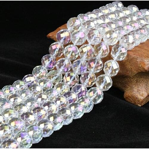 Natural Round AB Electroplating Quartz 64Cut Crystal Gemstone Loose Beads 6 8 10mm For Necklace Bracelet DIY Jewelry Making