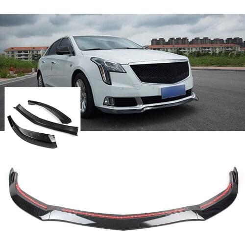 For Cadillac XTS 2018 2019 Car Front Bumper Lip Spoiler Trim Body Kit Carbon Fiber ABS Car Styling Accessories