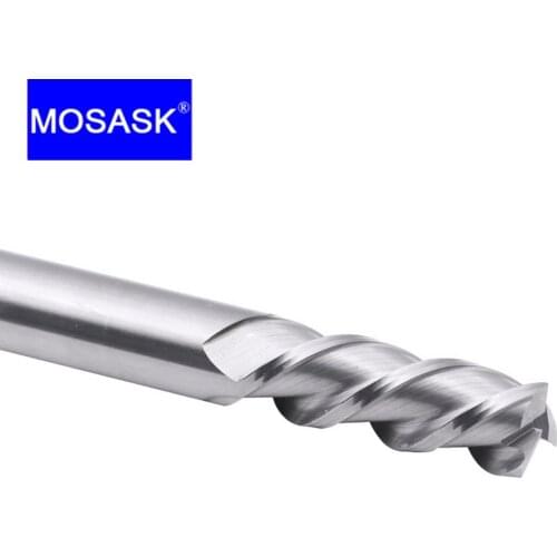 MOSASK 1PC 3 Flute HRC 55 High-Gloss Aluminum Machining Metal Working Carbide End Mill 8 10 12 mm Tungstel Steel Milling Cutter