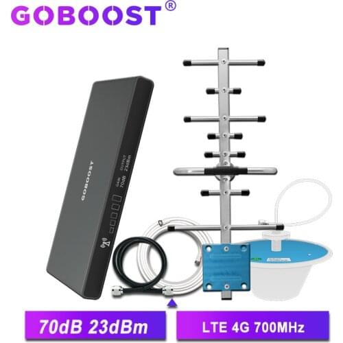 GOBOOST Gain 70dB LTE 4G 700 MHz Cell Phone Signal Repeater Band 28 Cellular Amplifier Network Mobile Booster Kit