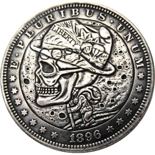 HB(12)US 1896 P-S-O Morgan Dollar skull zombie skeleton Silver Plated Copy Coins