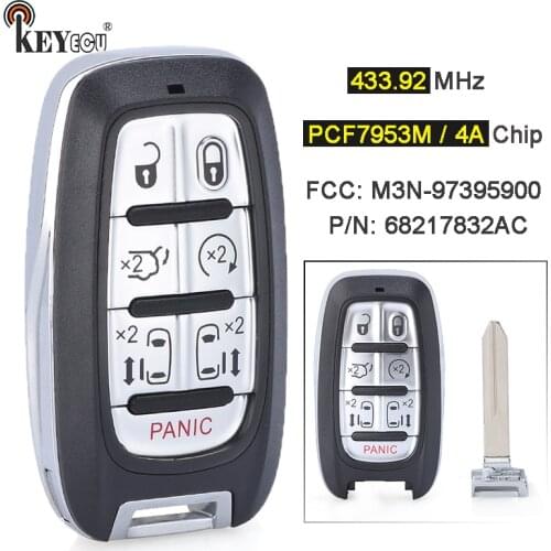 KEYECU 433MHz 4A/ PCF7953M Chip M3N-97395900 6+1 7 Button Smart Remote Car Key Fob for Chyrsler Pacifica 2017 2018 2019 2020