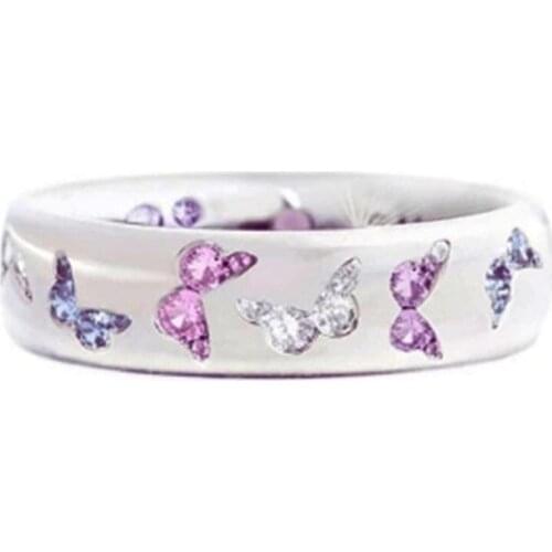 Carlota 5 Colors Colorful Zircon Butterfly Ring Size 5 6 7 8 9 10 11 Beautiful Women Jewelry Wedding Ring Anniversary Gift