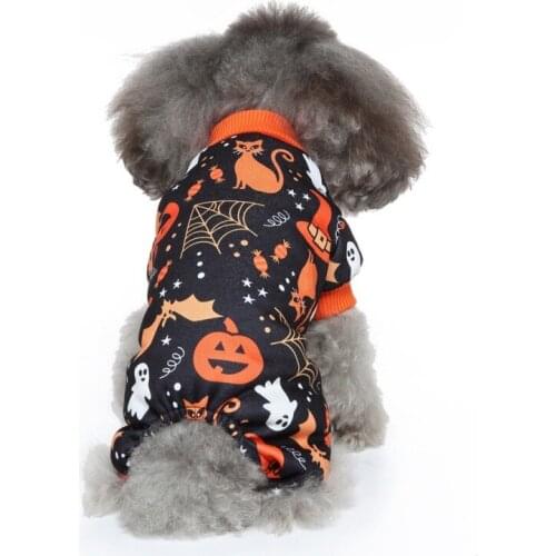 Halloween Pet Costume Pumkin Ghost Printed Dog Vests Warm Thicken Dog Coat Jumpsuit ForPuppy Jackets Dog Apparel
