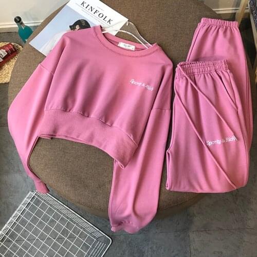 Spring Autumn Women 2 Piece Set Fashion Letter Print Sportwear Suits Ladies Hoodies Pant Loose Tracksuits High Waist Jogger Pant