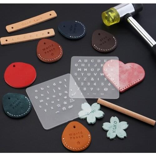3Pcs DIY English Letter Leather Stamp Template Letter Number Leathercraft Stamping Tools Alphabet Stamps Handle Punch Kit Tool