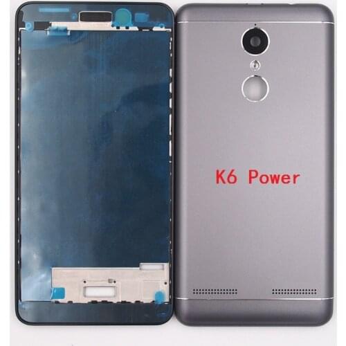 BaanSam New Front Frame Battery Door Back Cover Housing Case For Lenovo K6 Power K33a42 Without Power Volume Buttons