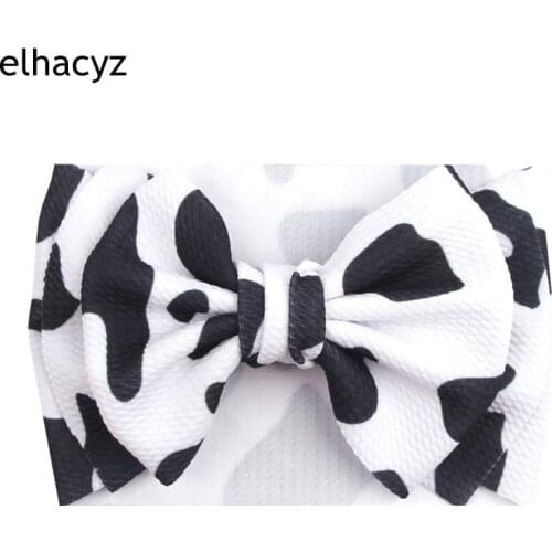 2021 New Cute Cow Print 7'' Large Bow Knot Hair Bows Headband Girls Printed Cactus Hair Bands Turban Headwrap Hair Accessories